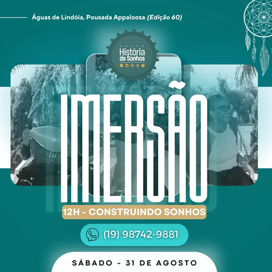 IMERSÃO CONSTRUINDO SONHOS 12H - PRIMEIRO LOTE ATÉ DIA 15/08